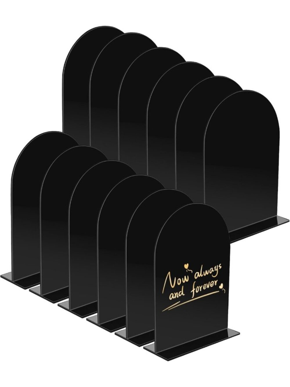 12 Pack Acrylic Blank Table Numbers & Menu Boards - Black Arch Shape for Events
